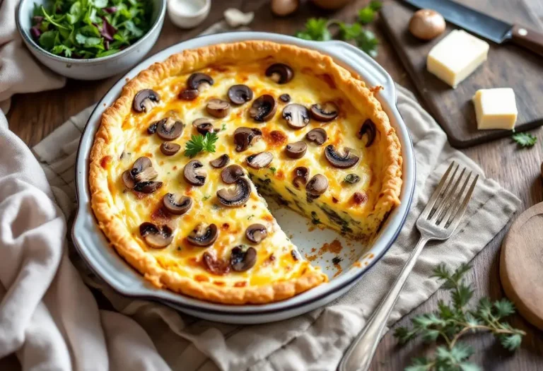 C'est la quiche sans pâte que je prépare en boucle dès qu’il fait froid : poireaux, champignons, chèvre, effet ultra bluffant garanti