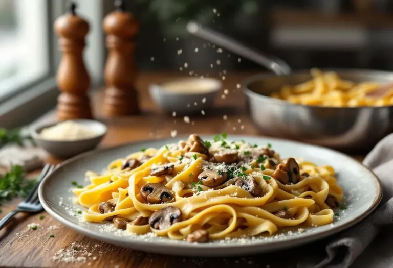 Je fais ces pâtes ultra fondantes champignons, crème et moutarde en 15 minutes, et tout le monde oublie le froid