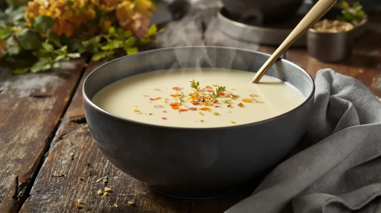 Une de mes soupes préférées : un velouté blanc ultra fondant, plein de goût et bon pour la santé