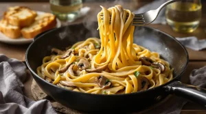 Pâtes aux champignons en one pot : j’obtiens un plat crémeux et fondant, prêt en 20 minutes